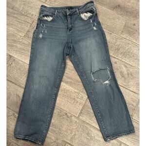 Sincerely Jules Jeans Women's Size 9 Straight Distressed Mid Rise Denim holy j